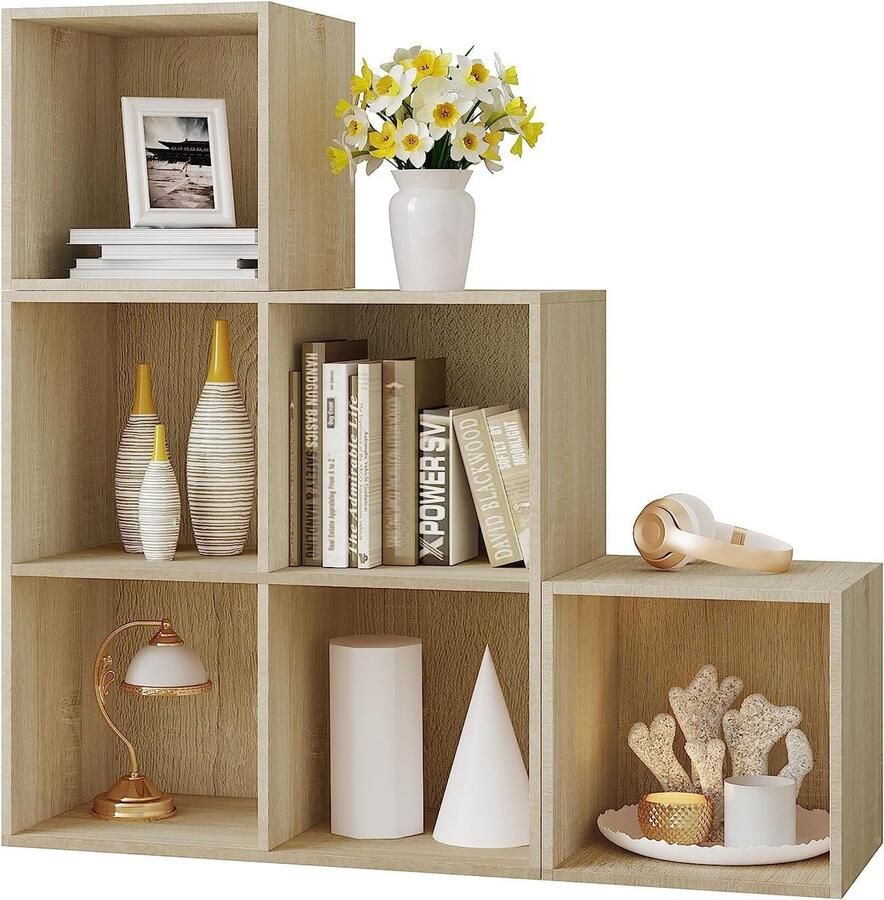 Rootz Living Rootz Moderne Witte Boekenkast Stijlvolle Boekenplank Opbergorganisator Flexibele configuratie Superieure duurzaamheid Verbeterde stabiliteit 90 cm x 90 cm x 30 cm