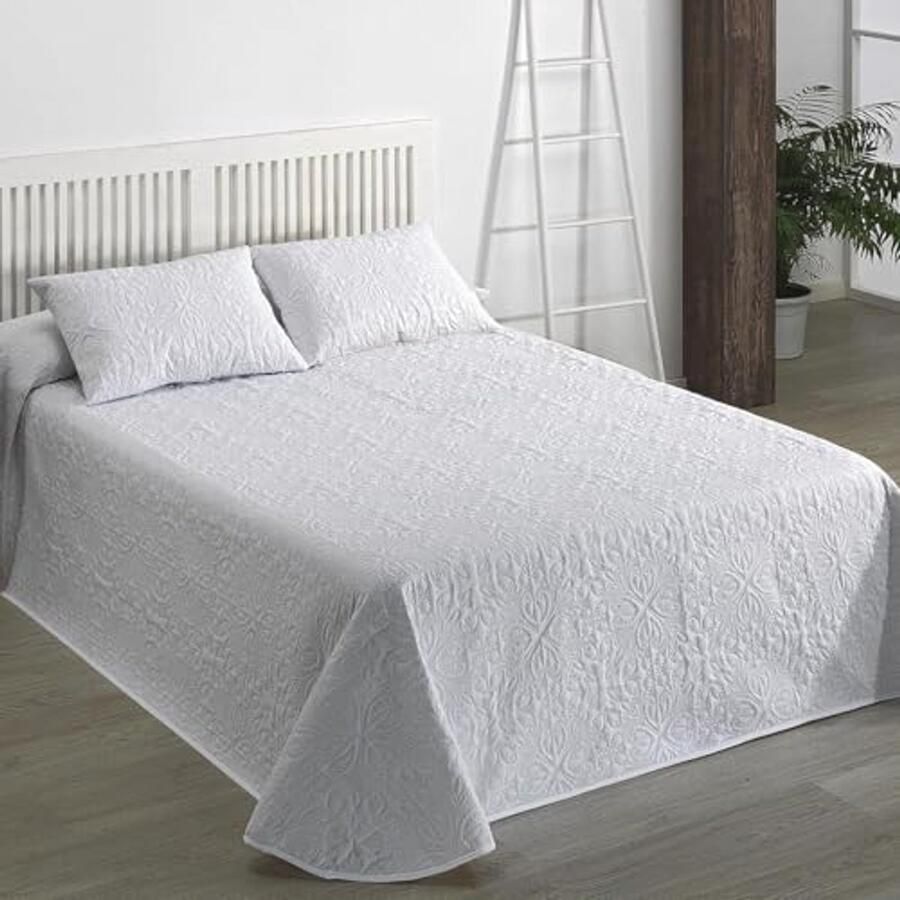 Moderne Witte Bouti Bedsprei van Microvezel voor 200 cm Bed Extra Zacht en Elegant