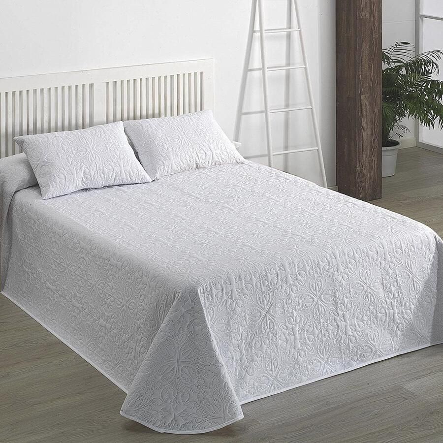 Moderne Witte Bouti Bedsprei van Microvezel voor 200 cm Bed Extra Zacht en Elegant