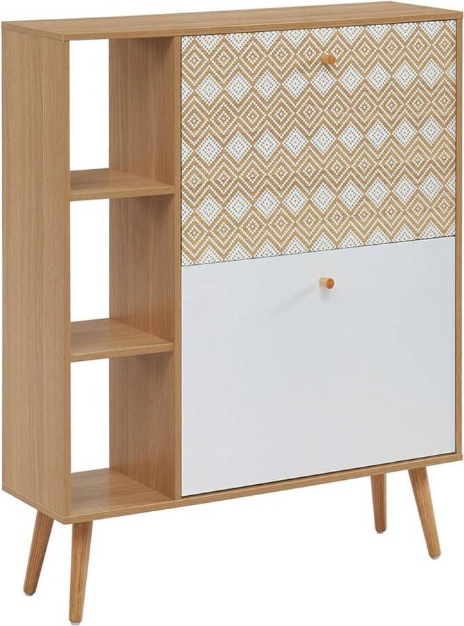 Moderne Witte Eiken Schoenenkast met Meerdere Opbergvakken