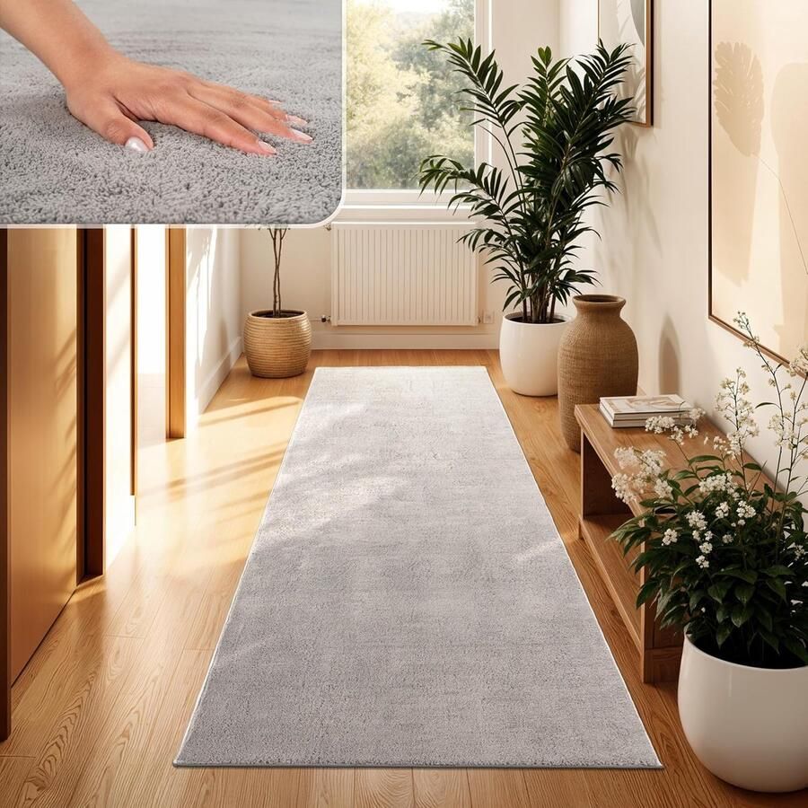 Moderne Zachte Wasbare Tapijt Voor Woonkamer Antislip en Ondersteunt Vloerverwarming 60x100 cm Grijs