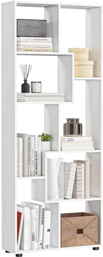 Moderne Zig Zag Boekenkast in Wit 70 x 24 x 178 cm Ruimtebesparend en Stijlvol