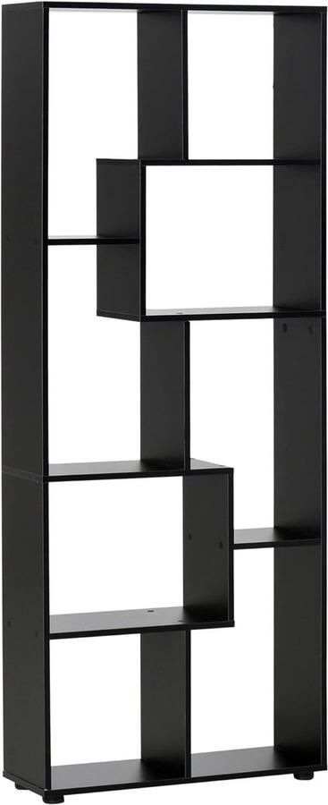 Moderne Zigzag Boekenkast 70 x 24 x 178 cm Veelzijdige Opbergruimte in Zwart