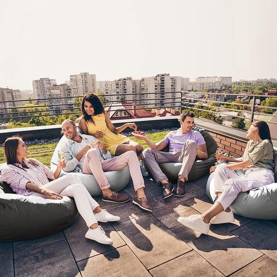 Moderne Zitzak zonder Vulling in Peer-vorm XXL Formaat voor Buiten en Binnen Grijs en Zwart Decoratief Vloerkussen voor Tienerkamer