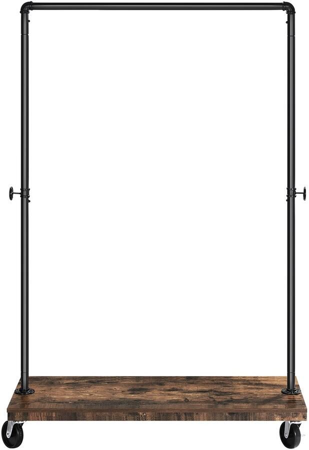 Moderne zware kledingstang met plank en wielen draagvermogen tot 90 kg verrijdbaar kledingrek met opbergruimte geschikt voor slaapkamer wasruimte en winkel 100 x 41 5 x 182 cm bruin + zwart