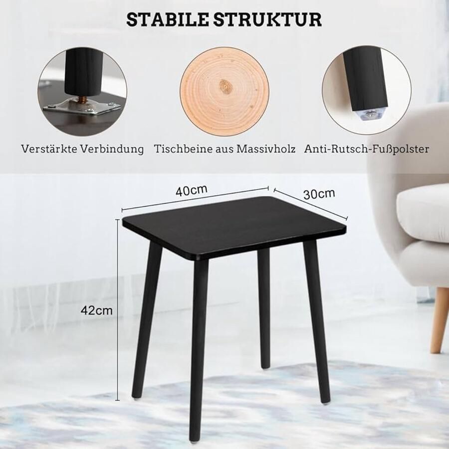 Moderne zwarte bijzettafel minimalistisch design houten accenttafel