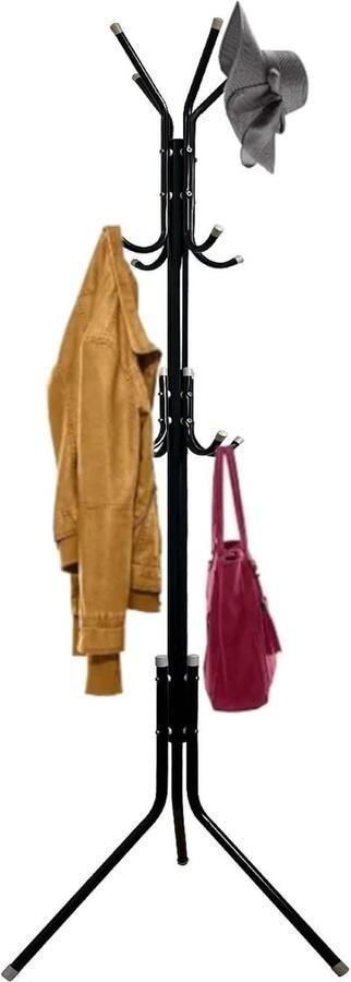 Moderne zwarte kapstok kledingrek voor de entree en halgarderobe met ezel-kledingrek en nachtkastje