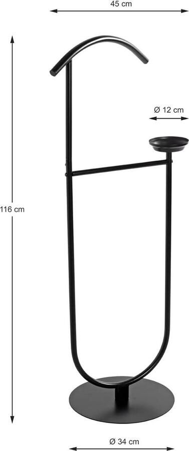 Moderne Zwarte Kapstok van Metaal 45 cm Breed 116 cm Hoog 34 cm diep