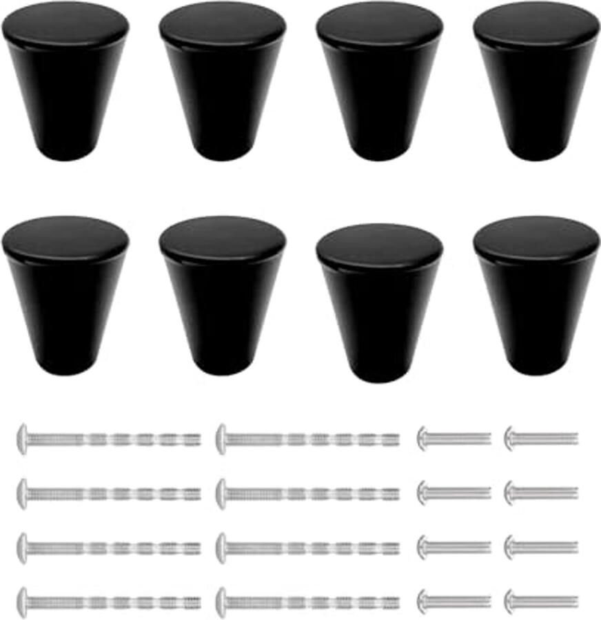 Moderne zwarte kastknoppen set van 8 ronde meubelgrepen voor keukens en kasten