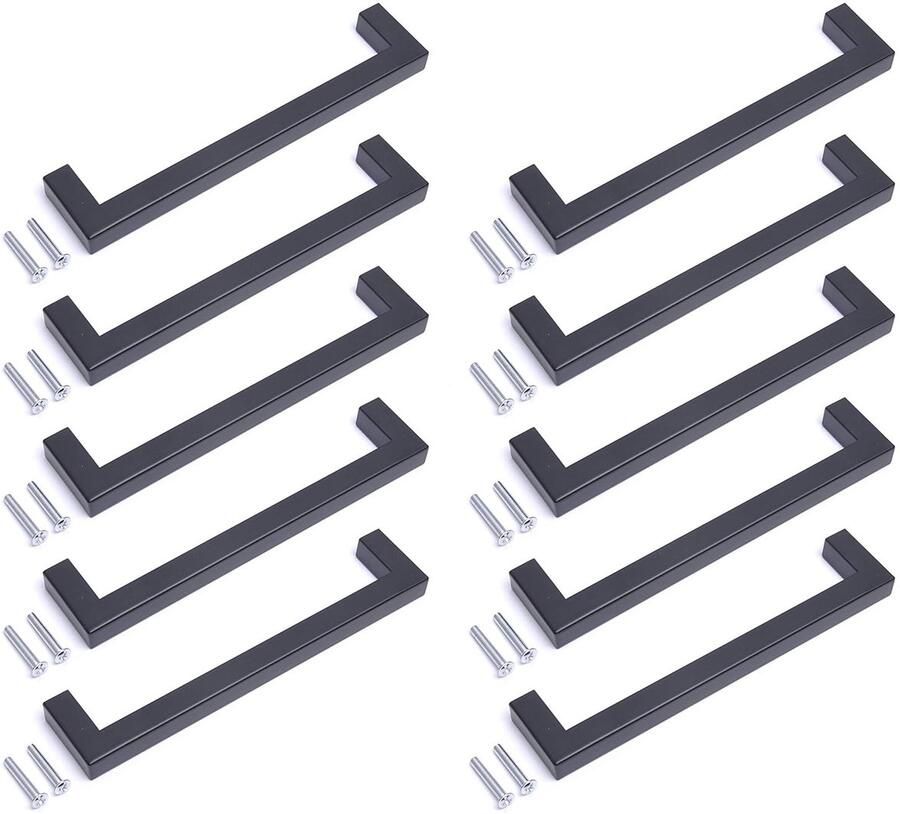 Moderne zwarte keukenkast deurknop mat afwerking 10 stuks