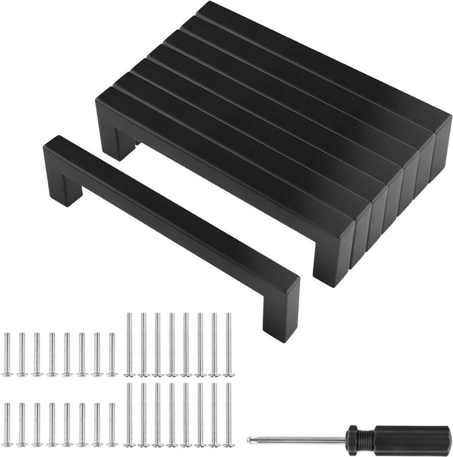 Moderne Zwarte Keukenkastgrepen Set van 8 128mm Roestvrij Staal Voor Keukenkasten Lades Meubels en Woondecoratie
