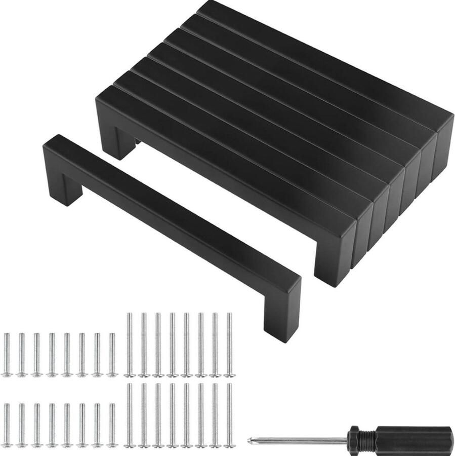 Moderne Zwarte Keukenkastgrepen Set van 8 128mm Roestvrij Staal Voor Keukenkasten Lades Meubels en Woondecoratie