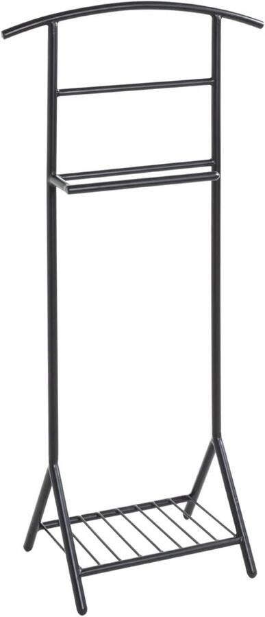 Moderne zwarte metalen kapstok met schoenenrek 45 cm breed 101 cm hoog