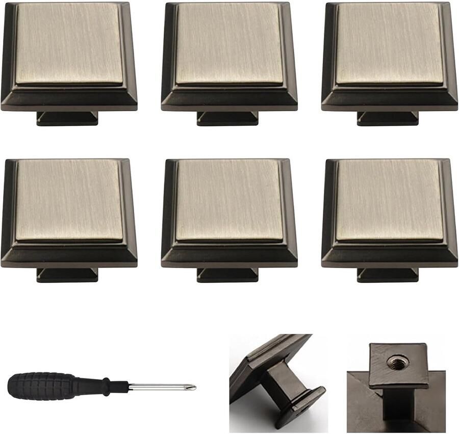 Moderne zwarte metalen meubelknoppen set van 10 zinklegering 31mm