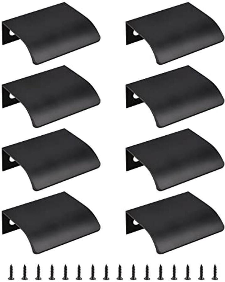 Moderne Zwarte Mini Vingerrand Trek 8 stuks Verborgen Handvat voor Lades en Kasten