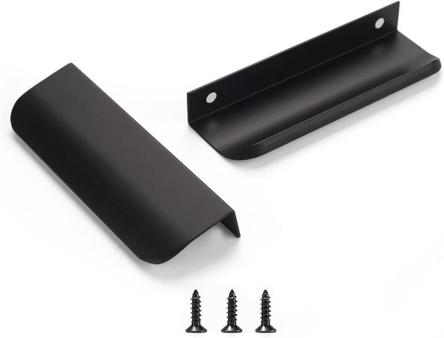 Zwarte Vinger Trekt Modern Kast Deurgrepen 10 Stuks Eenvoudige Installatie