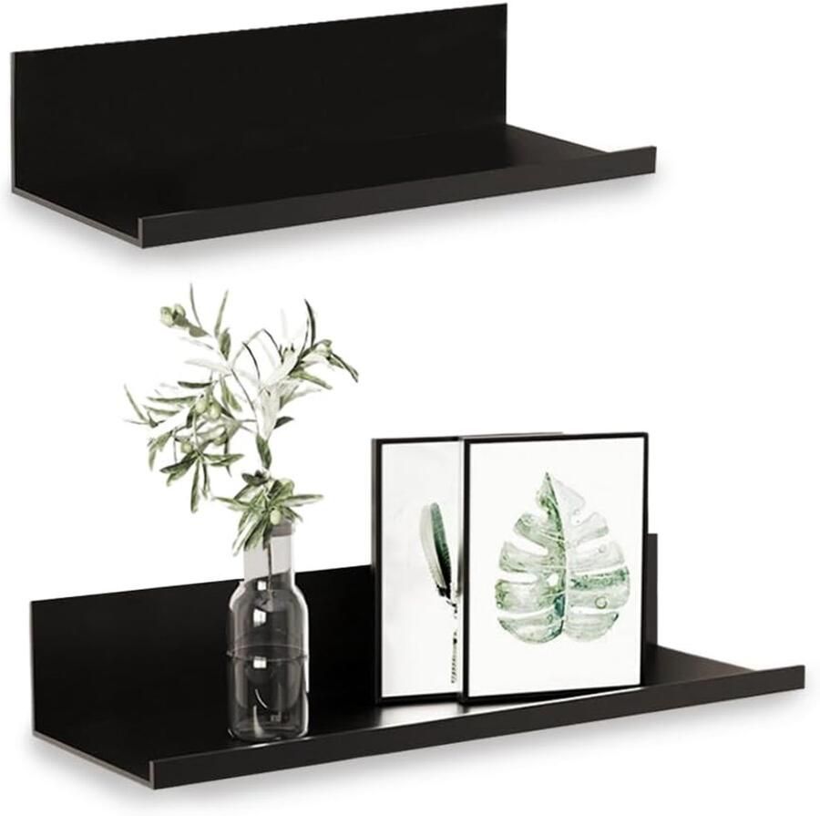 Moderne zwarte wandplanken zonder boren 2 stuks zelfklevend wandrek voor slaapkamer woonkamer badkamer en keuken