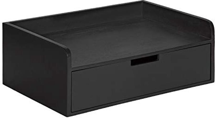 Moderne zwevende wandplank bijzettafel met lade 18 x 12 x 16 5 cm zwart