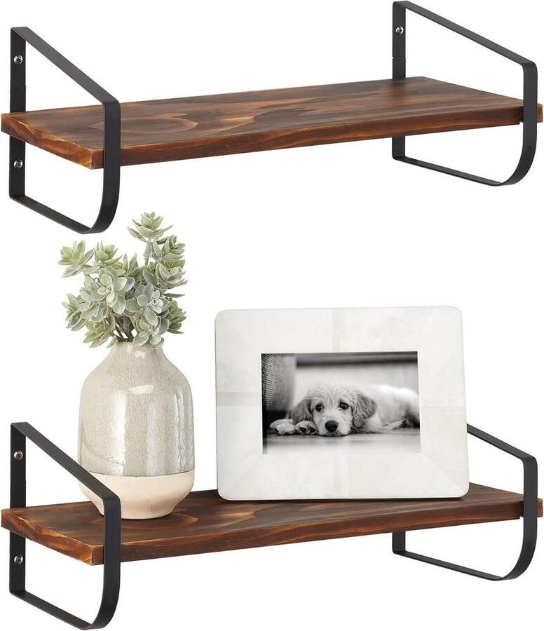 Moderne Zwevende Wandplank voor Boeken en Decoratie Multifunctioneel en Stijlvol Zwart en Houtkleurig bathroom shelf wood