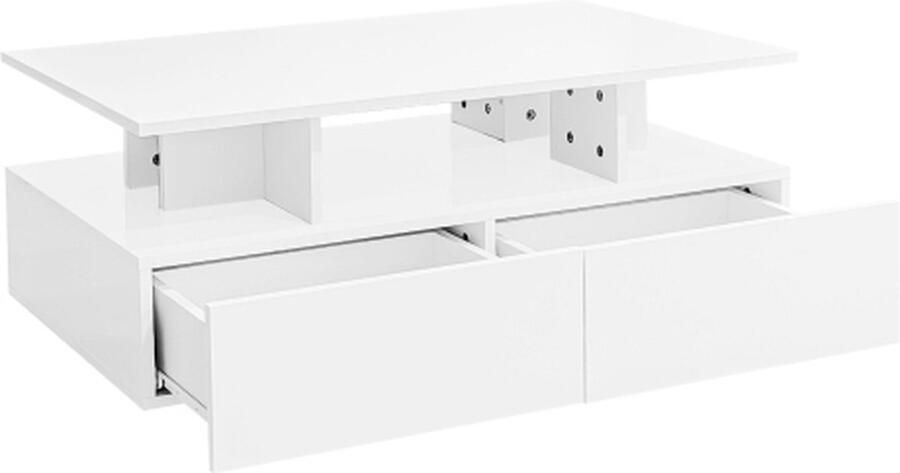 GOTAGEE Modernes Hoogglans Salontafel met LED-Verlichting en 2 Laden