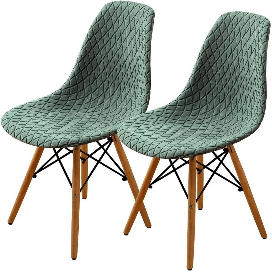 Modieuze eetkamerstoelhoes set Schelp design 2 stuks Matcha-groen