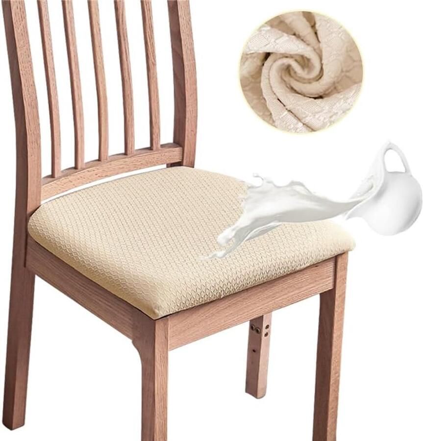 Modieuze en Waterdichte Stoelhoezen voor Eetkamerstoelen in Set van 4 Beige