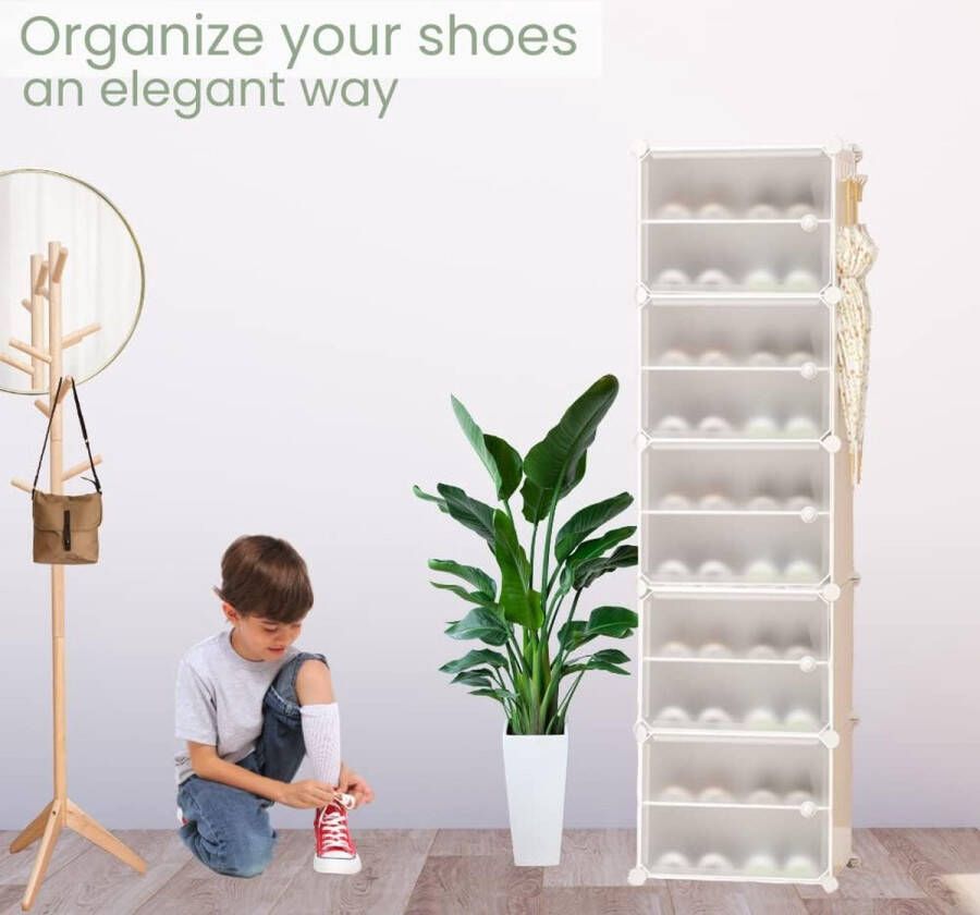 Modulair schoenenrek schoenenorganizerkast voor entree. Schoenenrek voor in de hal. Schoenenrek. Opbergruimte voor thuis hal. 20 Een paar schoenen - Foto 2