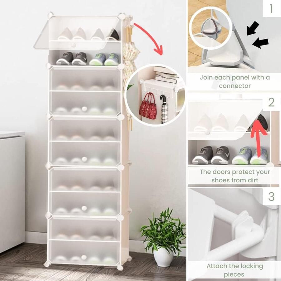 Modulair schoenenrek schoenenorganizerkast voor entree. Schoenenrek voor in de hal. Schoenenrek. Opbergruimte voor thuis hal. 20 Een paar schoenen