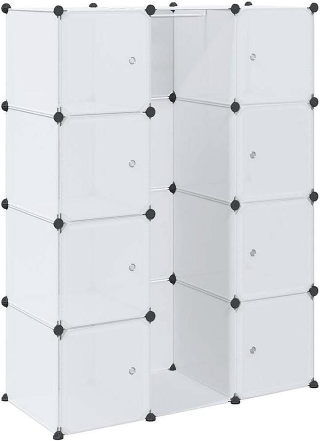 Modulaire Kast met 9 Compartimenten Wit Kledingkast voor Kleding en Schoenen