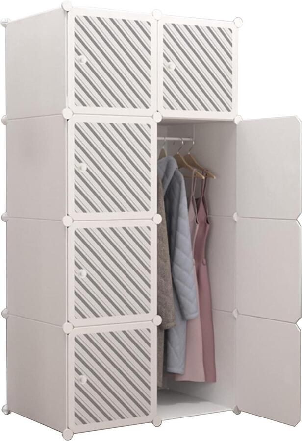 Modulaire Kledingkast en Opbergplank 8 Modules Witte Kleur 140x70 cm