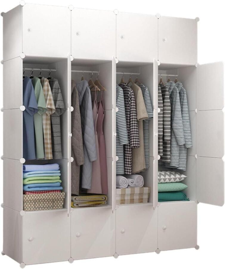 Modulaire Kledingkast Opbergplank voor Slaapkamer 20 Modules Wit kledingkasten slaapkamer