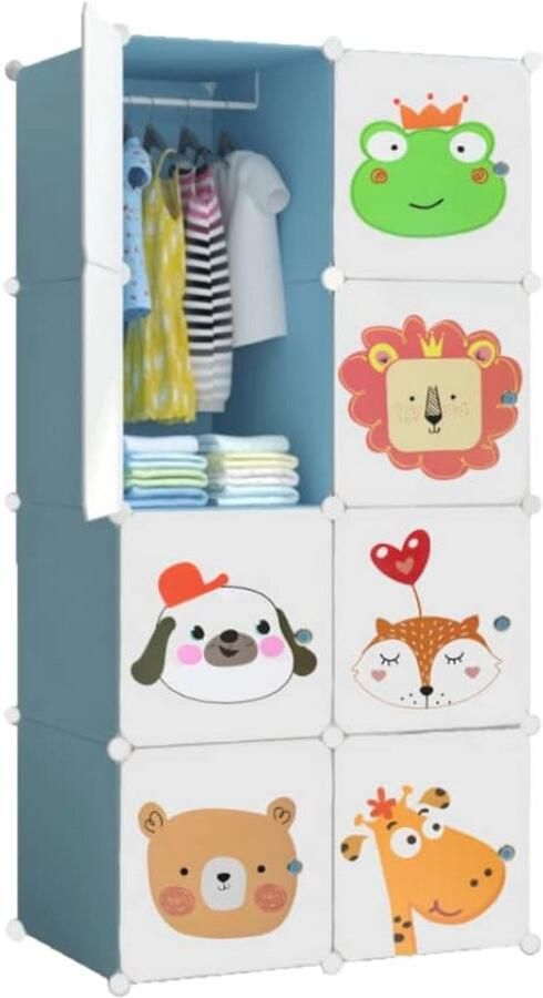 Modulaire Kledingkast voor Kinderen Multifunctionele Organizer met 8 Modules Ideaal voor Speelkamers en Kindercamers