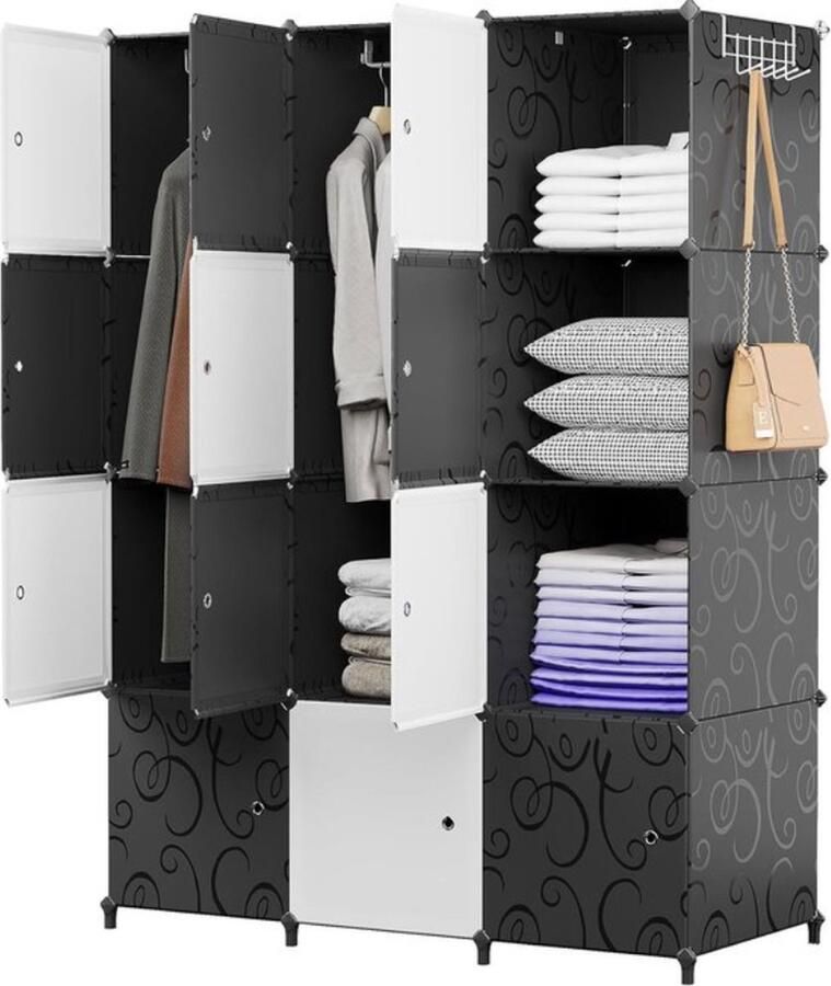 Modulaire Opbergkast voor Kleding Schoenen en Speelgoed met Deuren 12 Cubes