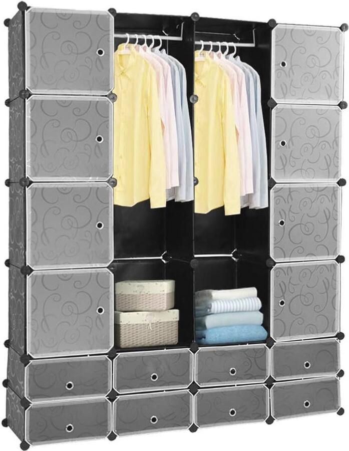 Modulaire Opvouwbare Kledingkast met 16 Kubussen Duurzaam Ruimtebesparend en Veelzijdig