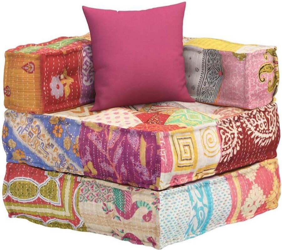 Modulaire Poef Met Kussen Patchwork Stof Bank Verstelbare Stoffen Meubel