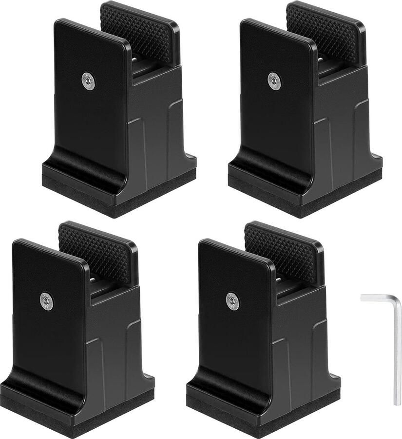 Moendergo Furniture Riser Table Raiser 3.4 Inch Bed Height with Screw Clamp Sofa Raiser for Square Round Chair Legs with 0-1.5 Inch Diameter Can Hold up to 20 000 lbs (Black)