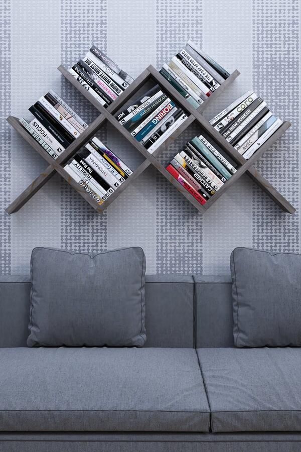 Moka Park Boekenkast Boekenplank -Hoekplank voor Wand Houten Plank Keuken Plank Kantoor Plank Wandplank Manol Grijs - Foto 2
