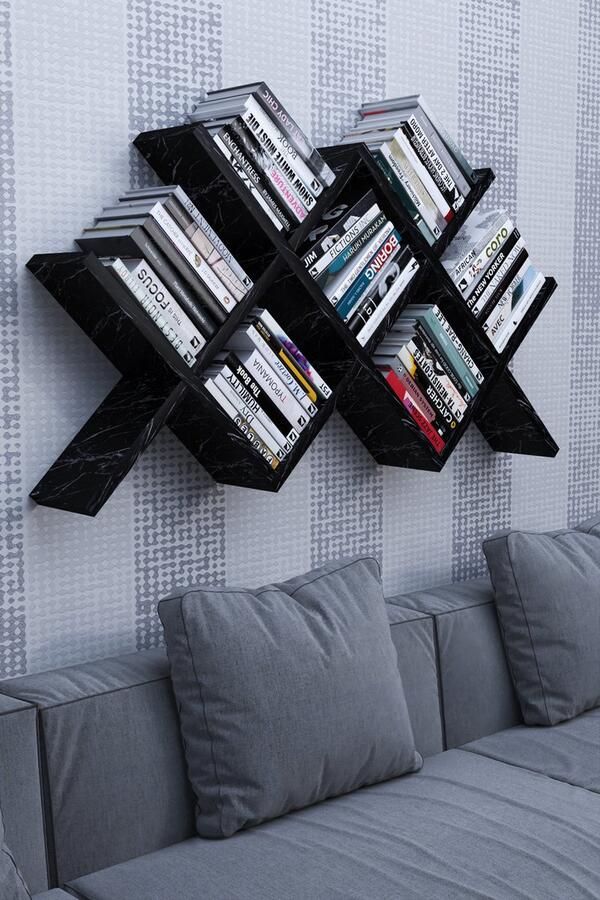 Moka Park Boekenkast Boekenplank -Hoekplank voor Wand Houten Plank Keuken Plank Kantoor Plank Wandplank Manol Zwart