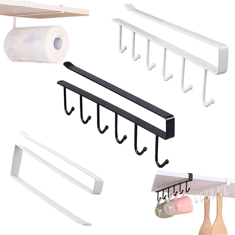 Mokhouder Onder Kast Bekerhouder 3 Stuks Zwart Wit Metaal