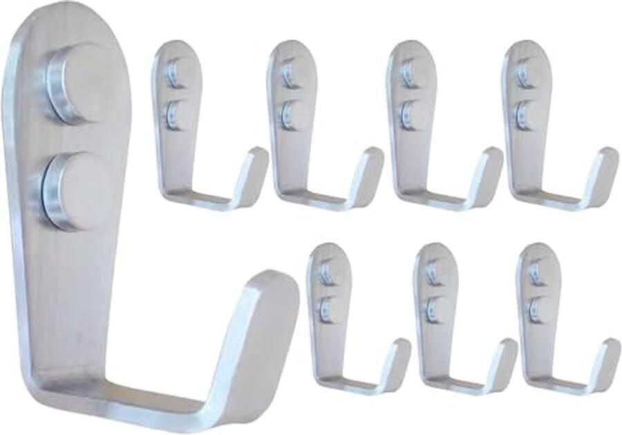 Mokife Kapstokken RVS Zilver 8 stuks Moderne Muurhaken Heavy Duty Kleine L Metalen Kapstokken Enkele Haken voor Slaapkamer Badkamer Keuken Kantoor Toilet