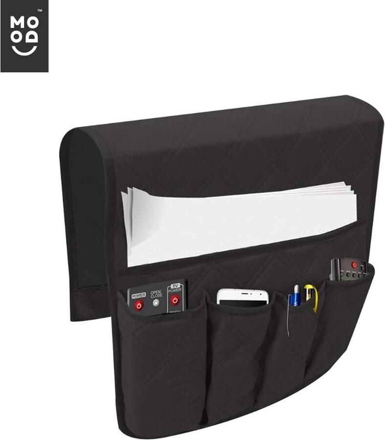 MOOD Armleuning Organiser Ruimtebesparende 5 vakken 90 x 33 cm Sofa Armleuning Organiser Couch Stoel Opknoping Opbergtas voor mobiele telefoon Boeken Tijdschriften TV Afstandsbediening Ruimtebesparend