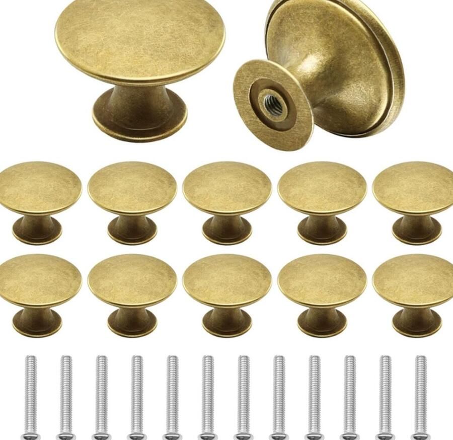Mooie Set van 12 Elegante Gouden Knoppen voor Kasten en Lades