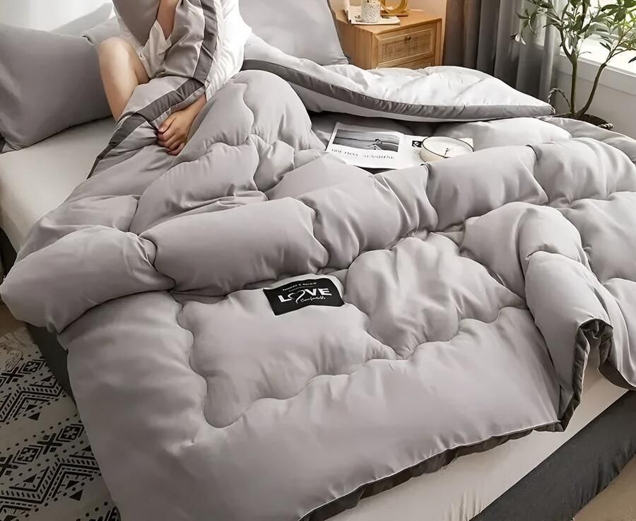 Mookes Dekbed Zonder Overtrek Warm Bed Deken Dubbel Bed Hoes Zacht Dekbed Thuis Microfiber Nordic Quilts Met Vulling 180x220cm 2Kg Taupe