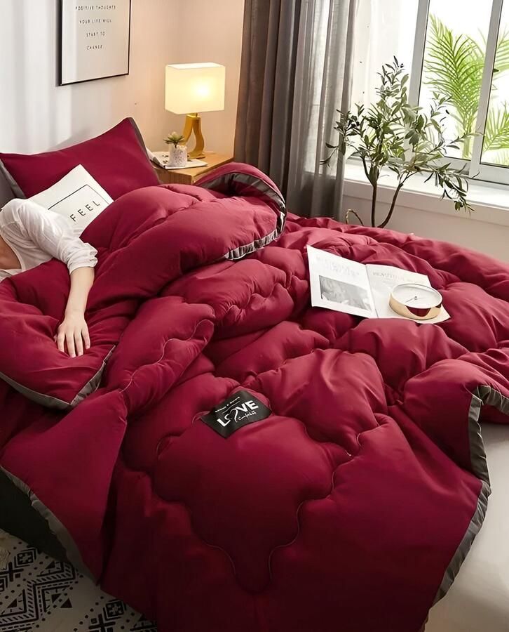 Mookes Dekbed Zonder Overtrek Warm Bed Deken Dubbel Bed Hoes Zacht Dekbed Thuis Microfiber Nordic Quilts Met Vulling 150x200cm 1.5Kg Rouge - Foto 2