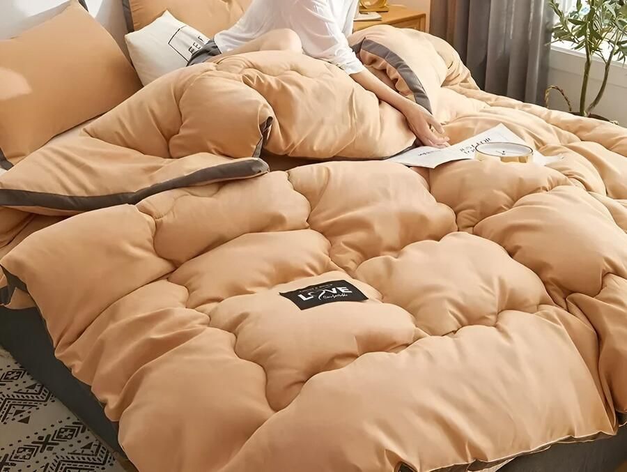 Mookes Dekbed Zonder Overtrek Warm Bed Deken Dubbel Bed Hoes Zacht Dekbed Thuis Microfiber Nordic Quilts Met Vulling 150x200cm 2Kg Camel - Foto 2