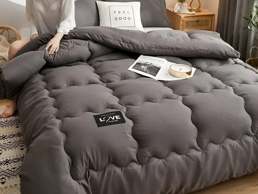Mookes Dekbed Zonder Overtrek Warm Bed Deken Dubbel Bed Hoes Zacht Dekbed Thuis Microfiber Nordic Quilts Met Vulling 150x200cm 1.5Kg Taupe - Foto 2