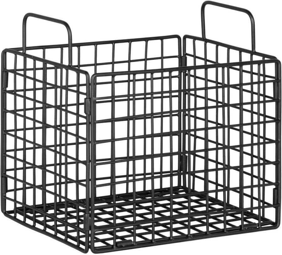 Mora -draadmand IJzeren Basket Zwarte opslag Bin Duurzaam 25 cm x 25 cm x 20 cm
