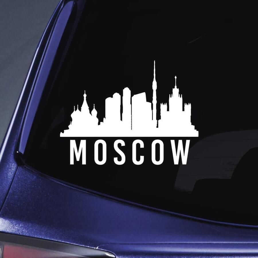 Moscow City Overview Sticker voor Auto Notebook en Laptop 5.5 inch Wit