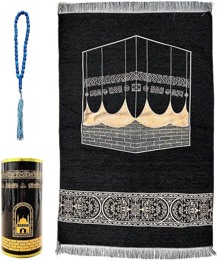 Moslim gebedsdeken draagbare ramadan gebedsdeken islamitische mat gebedsmat met gebedskralen gebedstapijt met cilindergeschenkdoos islamitische cadeauset gebedstapijt mat