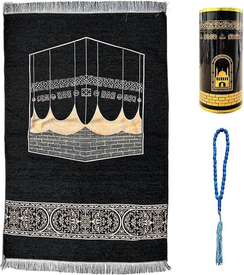 Moslim gebedsdeken islamitische mat gebedsmat met gebedskralen draagbare ramadan gebedsdeken gebedstapijt met cilindergeschenkdoos islamitische cadeauset gebedstapijt mat